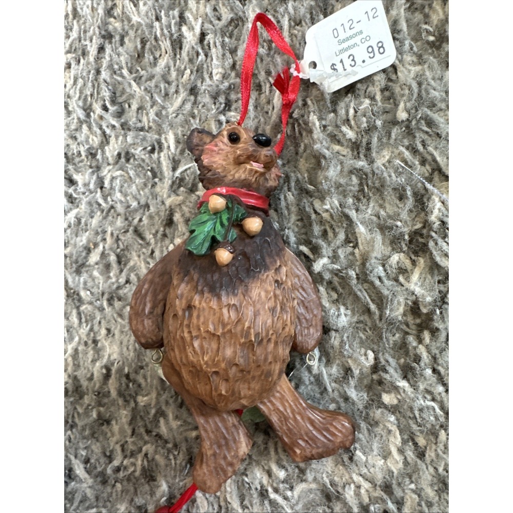 Vintage Kurt Adler‎ Resin Brown Bear Fishing Christmas Ornament Rare - Picture 3 of 5